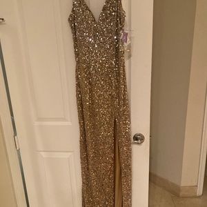 Gold sequin Evening dress